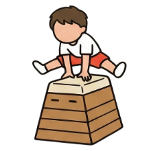 跳び箱を飛ぶ男の子のイラスト